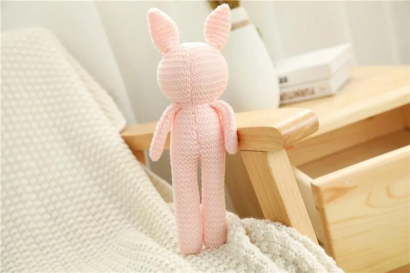 Creative Handmade knitted Rabbit Doll Animal Stuffed Plush Toy Baby Soothing Baby Sleeping Plush Toy Gifts for Kids Birthday