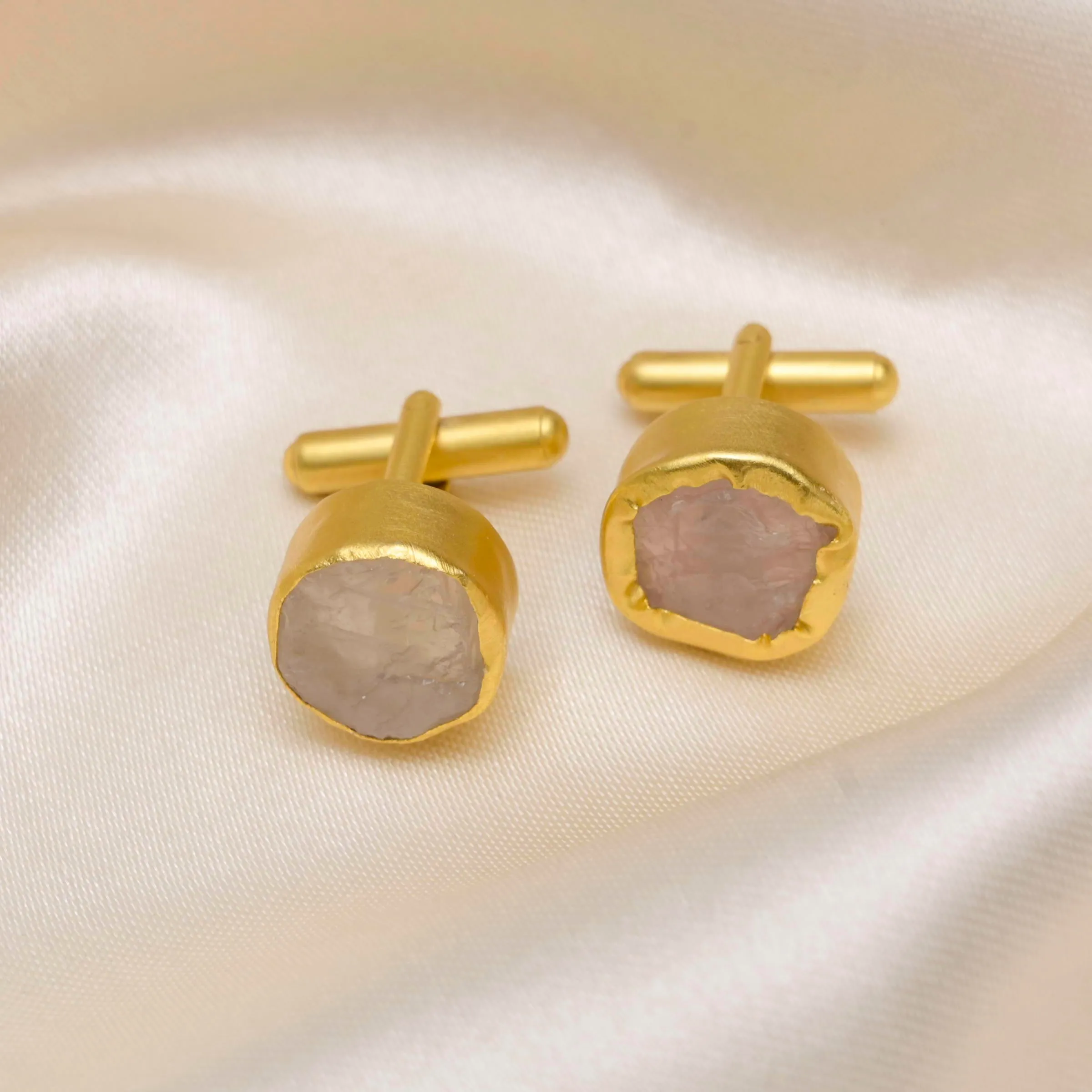 Cuff Links with Rose Quartz