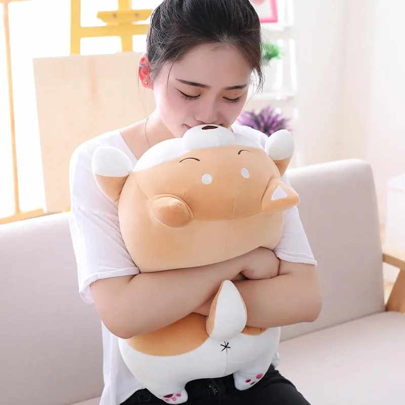 Cute Corgi Dog doll pillow Shiba Inu plush toy  holding sleeping doll Stuffed animal pillow gift for baby 35cm