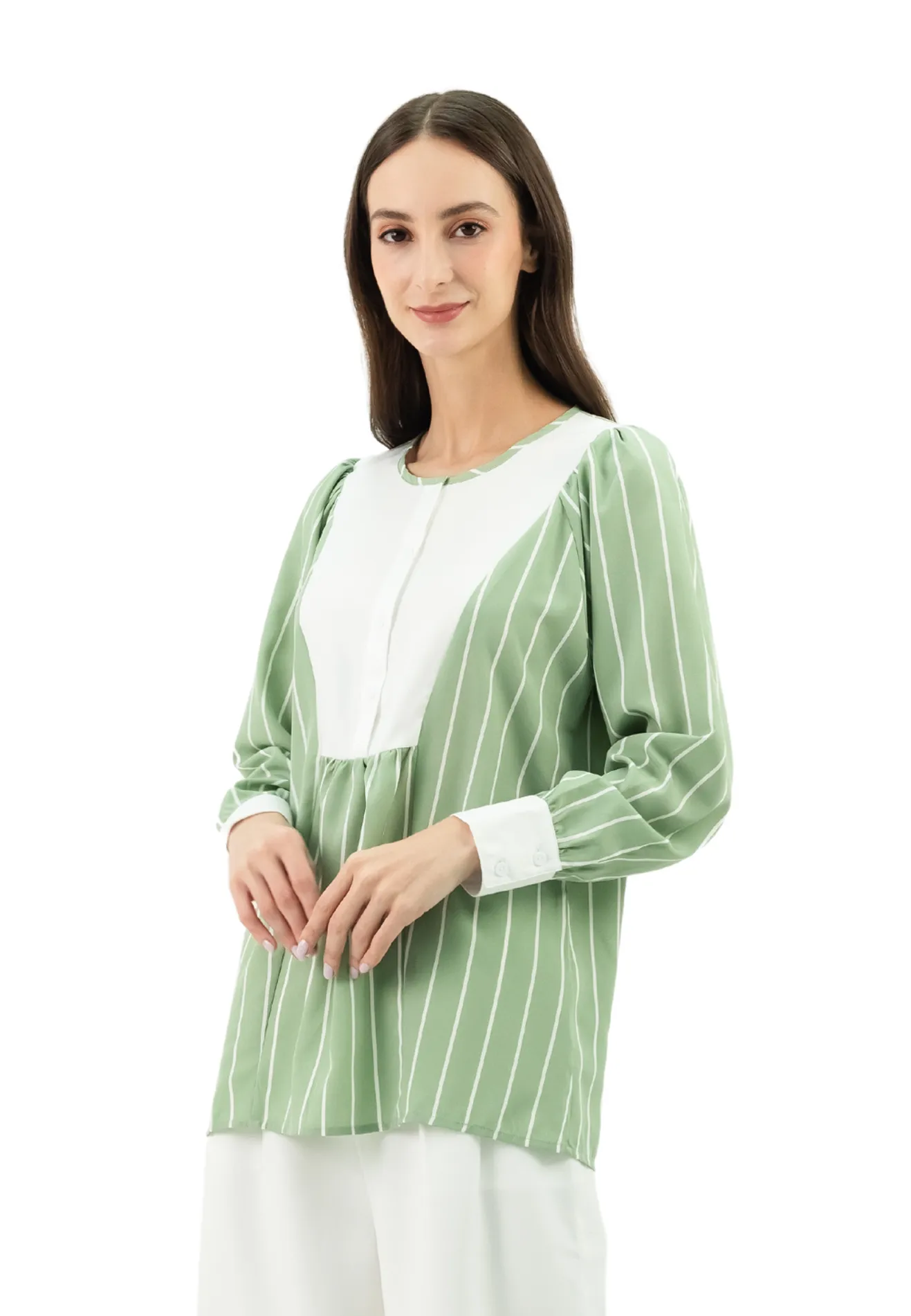 DAISY BY VOIR Fennel Bib Button Blouse