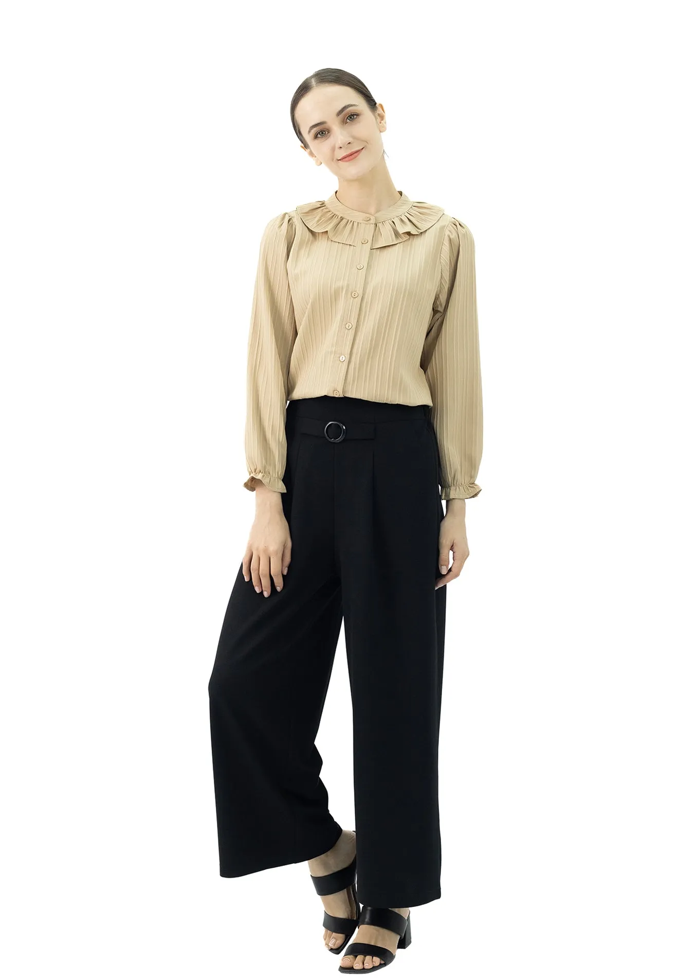 DAISY By VOIR KOL Pleated Side Buckle Pants