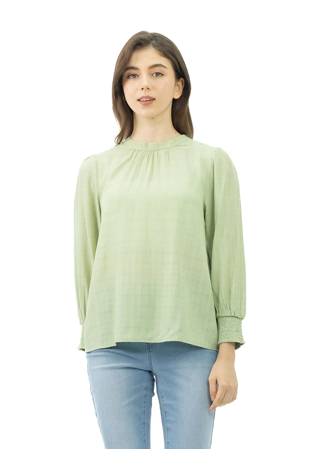 DAISY By VOIR Shirred Flounce Sleeves Blouse