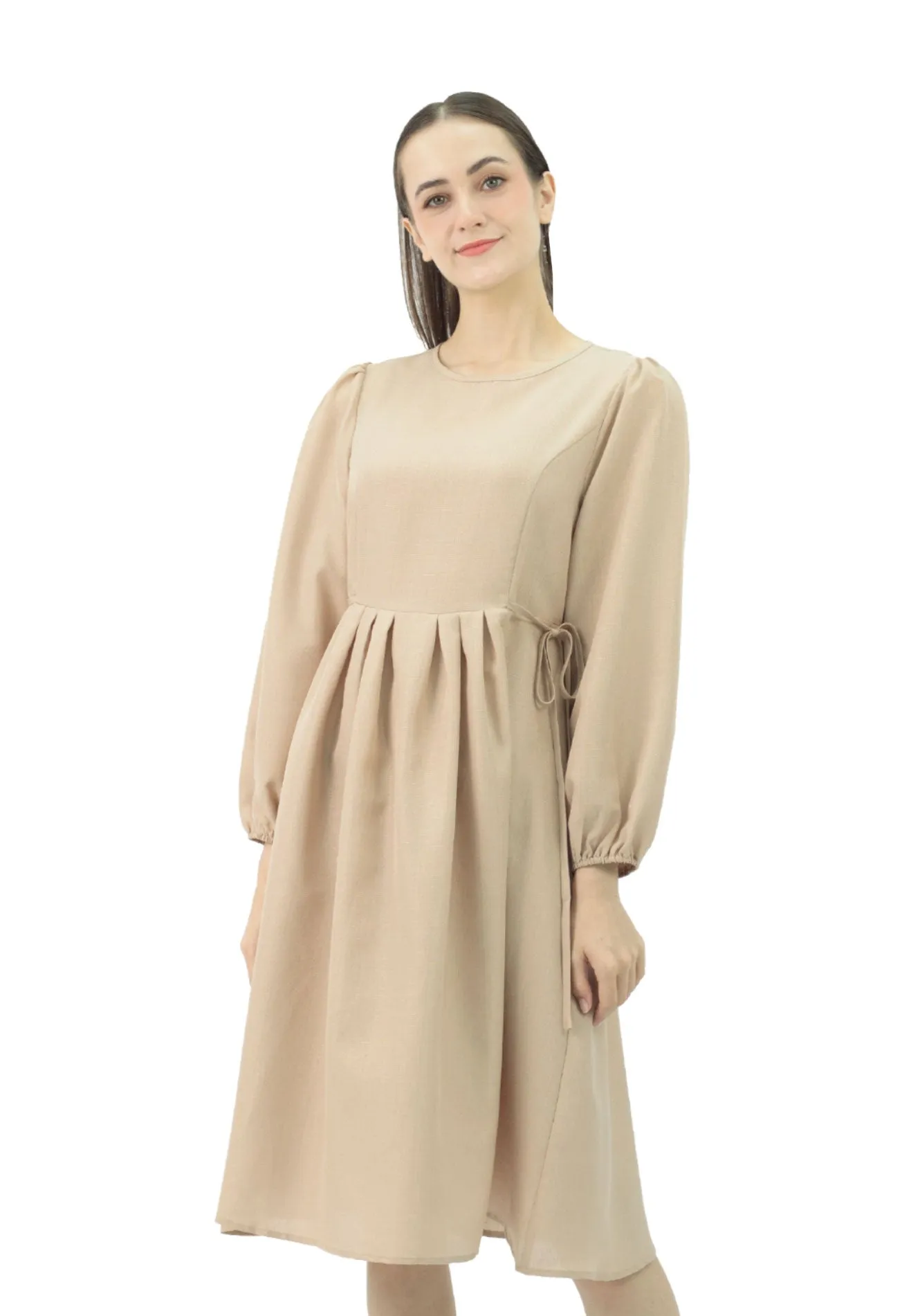 DAISY BY VOIR Tie Side Puff Sleeves Dress