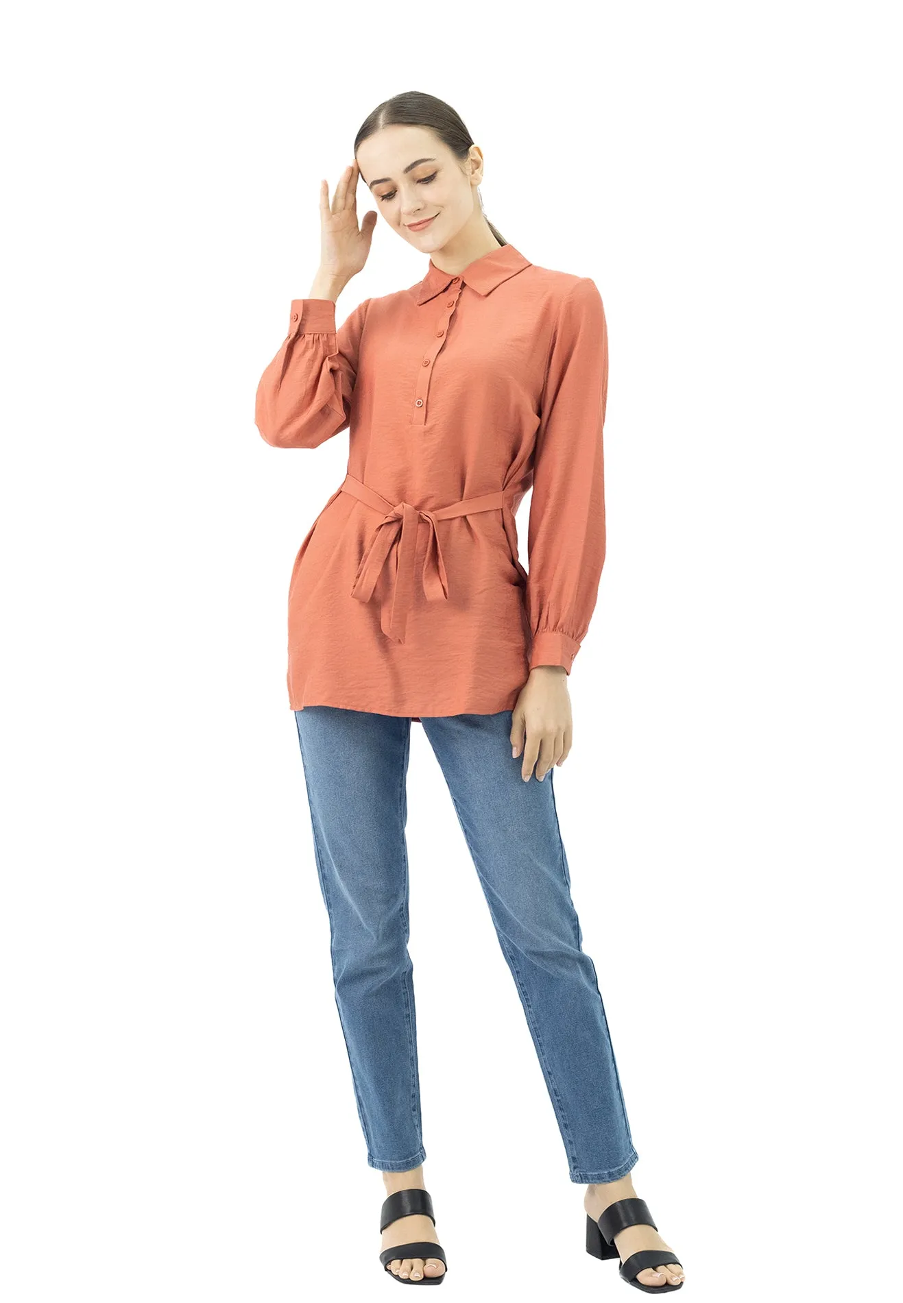 DAISY By VOIR Wing Neck Tie Front Blouse