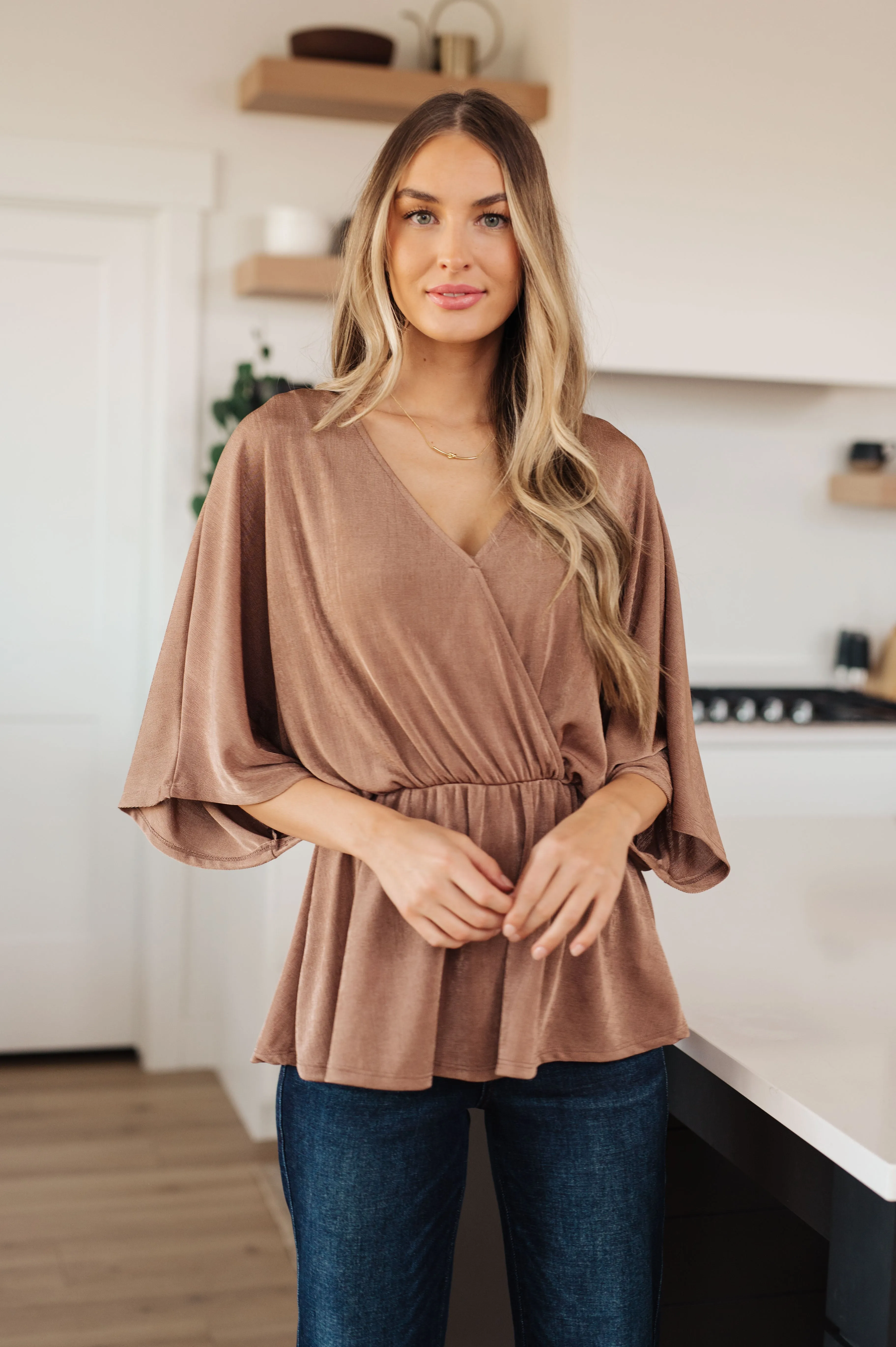 Dazzlingly Draped V-Neck Blouse- USE CODE SPRING24 for 40% OFF!!!!