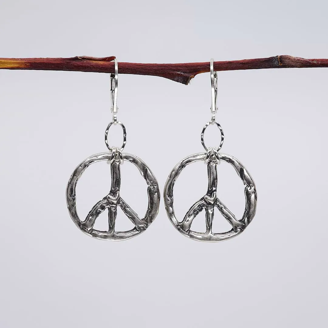 Divisadero - Peace Sign Silver Earrings