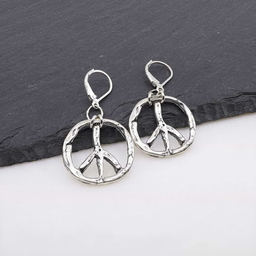 Divisadero - Peace Sign Silver Earrings