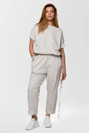 Drawstring-waist jumpsuit