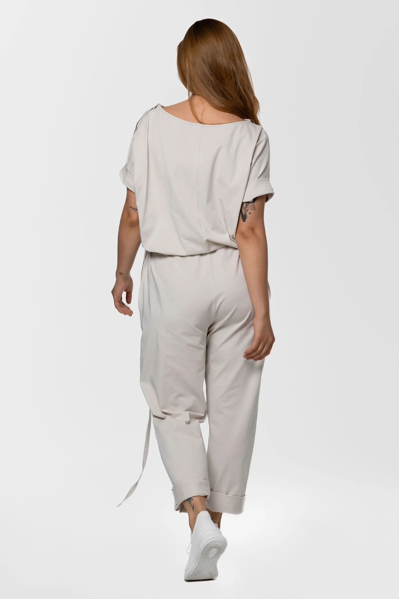 Drawstring-waist jumpsuit