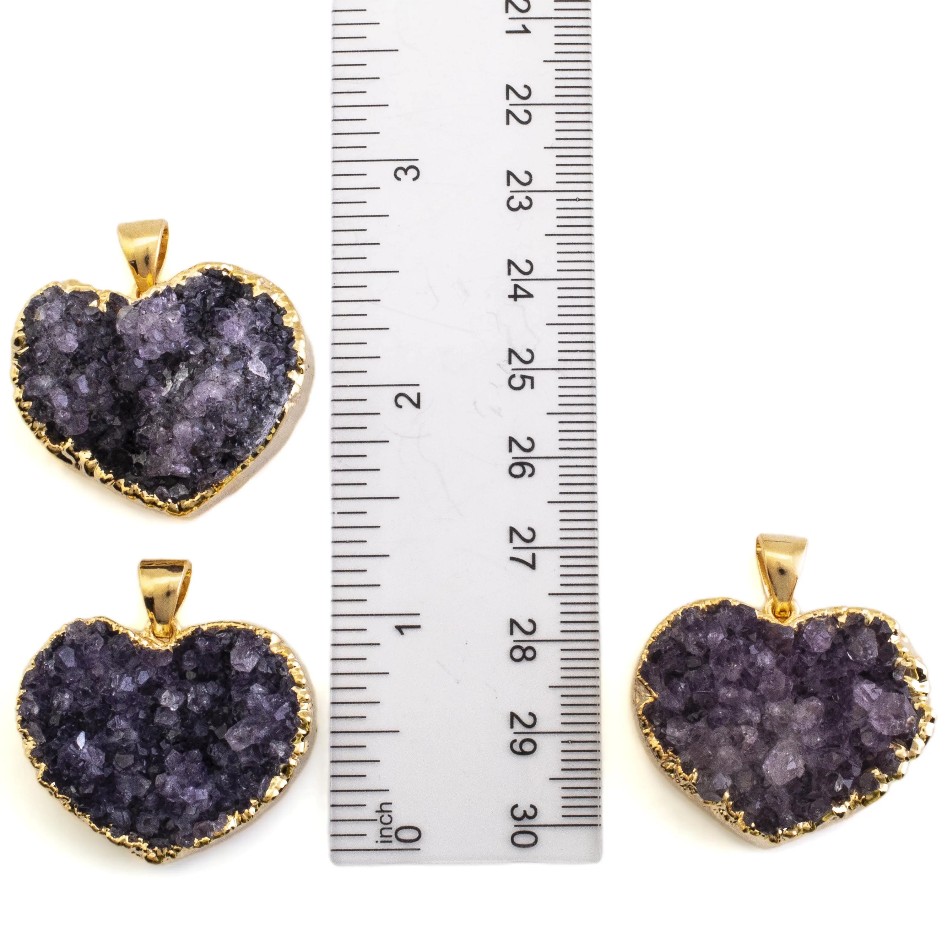 Druzy Amethyst Heart Pendant on Chain