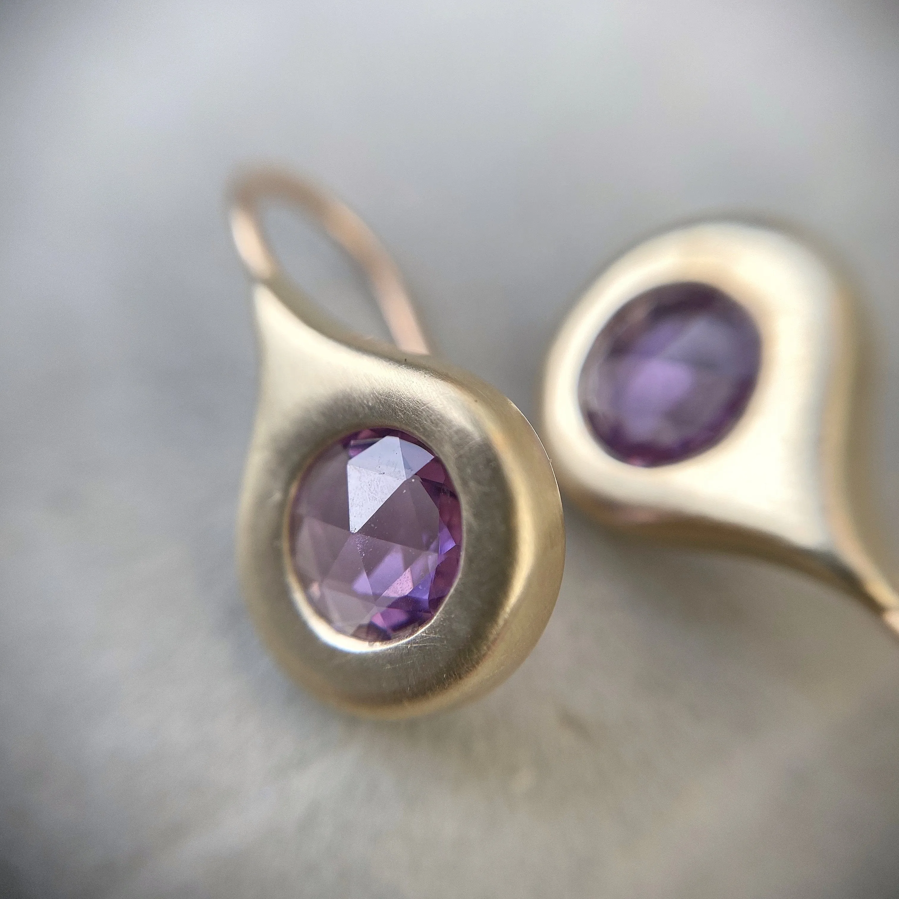 Elixir Rose Cut Purple Sapphire Earrings