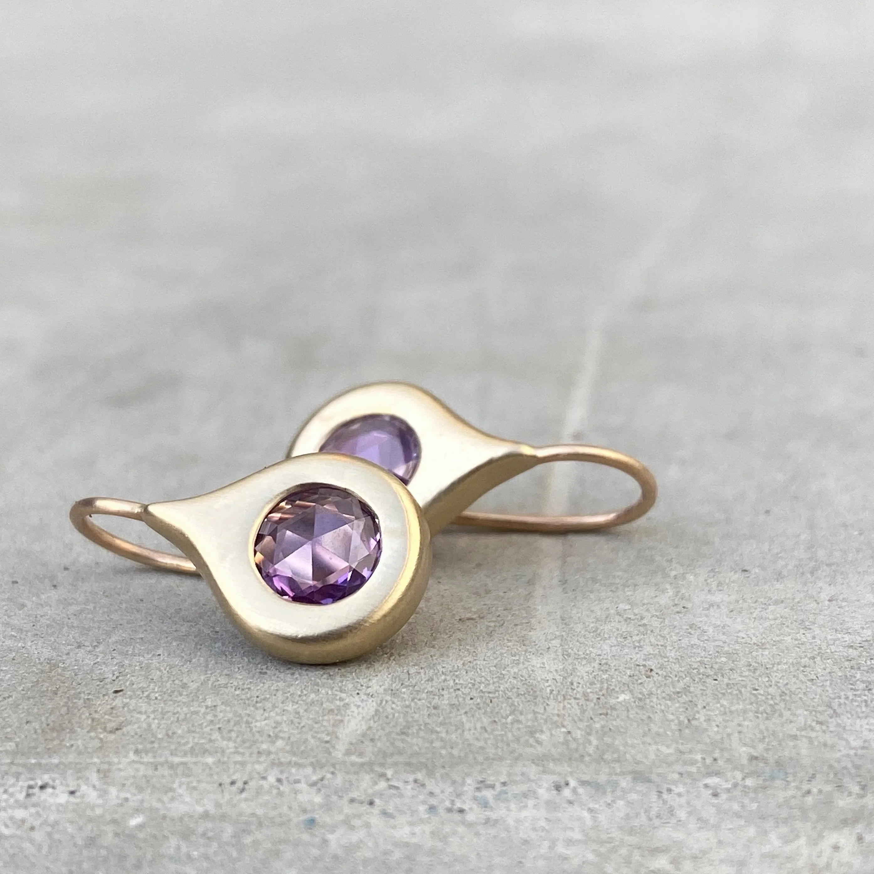 Elixir Rose Cut Purple Sapphire Earrings