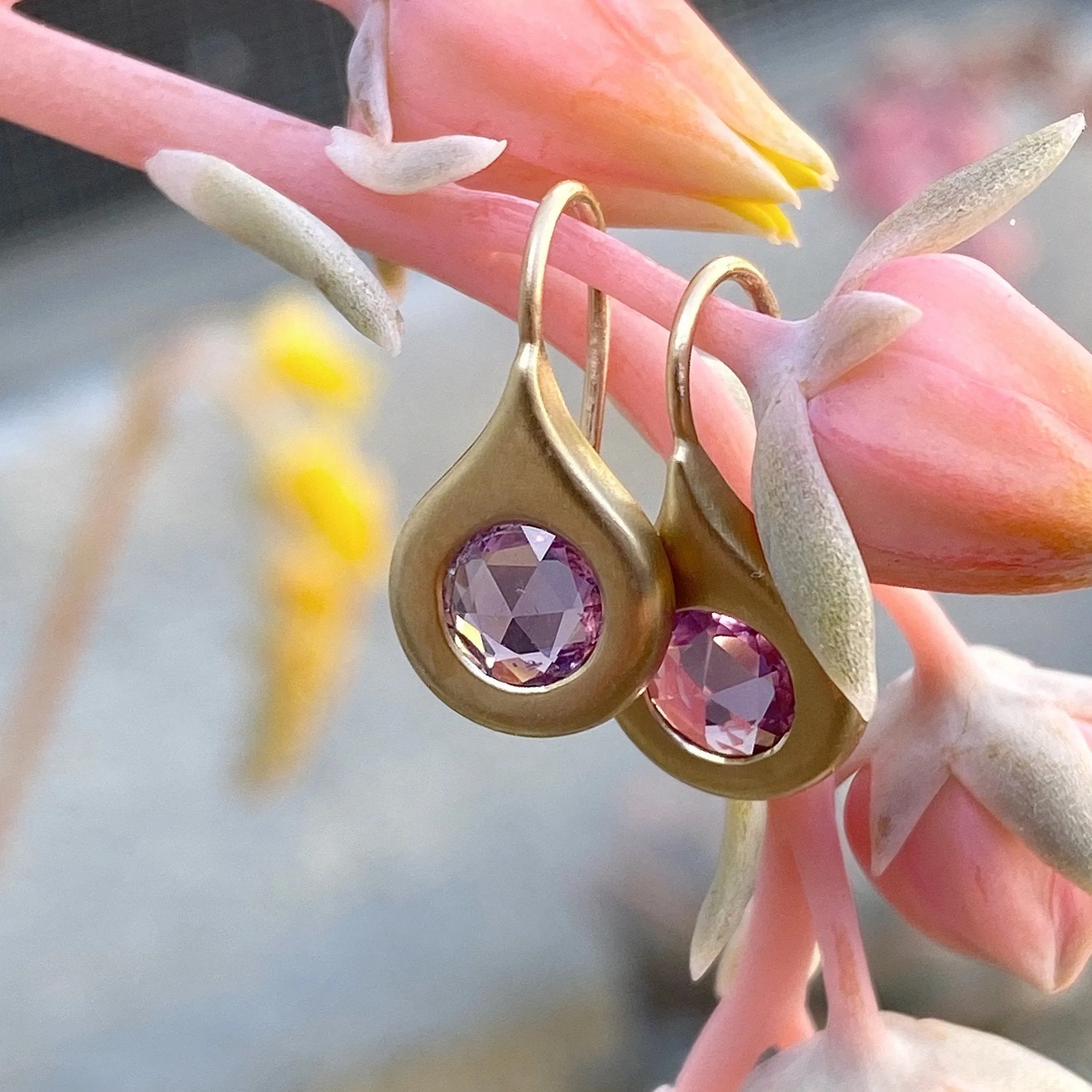 Elixir Rose Cut Purple Sapphire Earrings