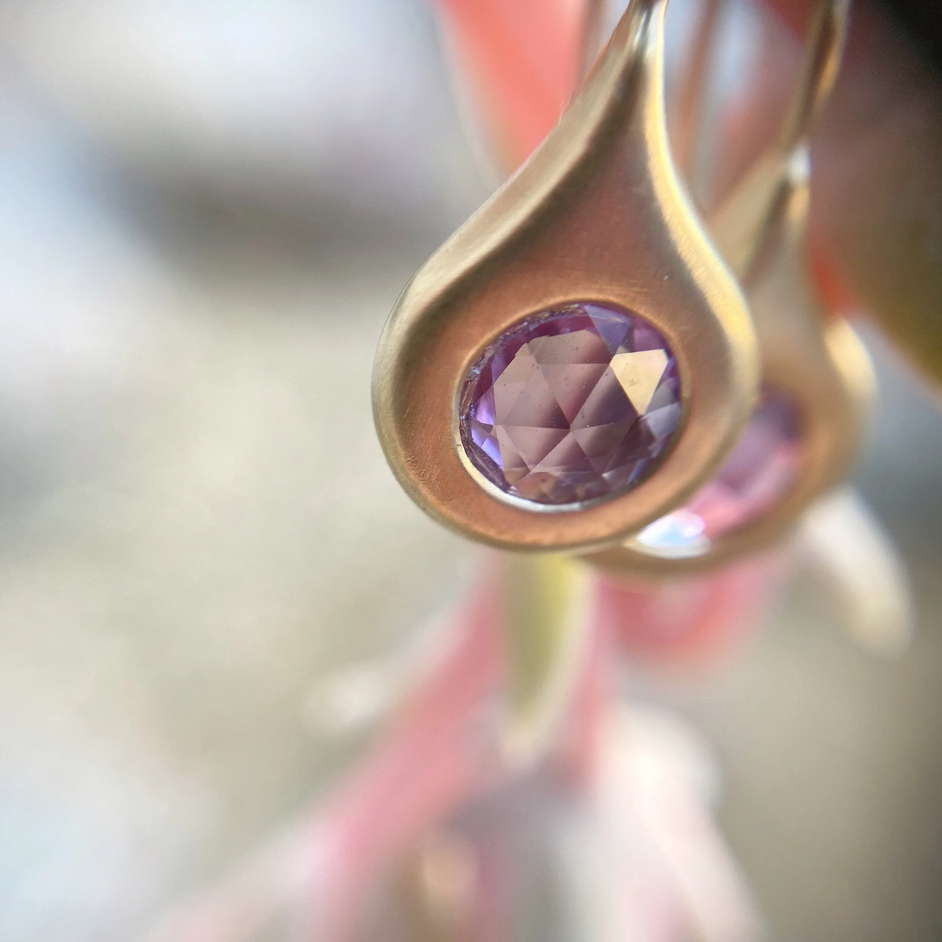 Elixir Rose Cut Purple Sapphire Earrings