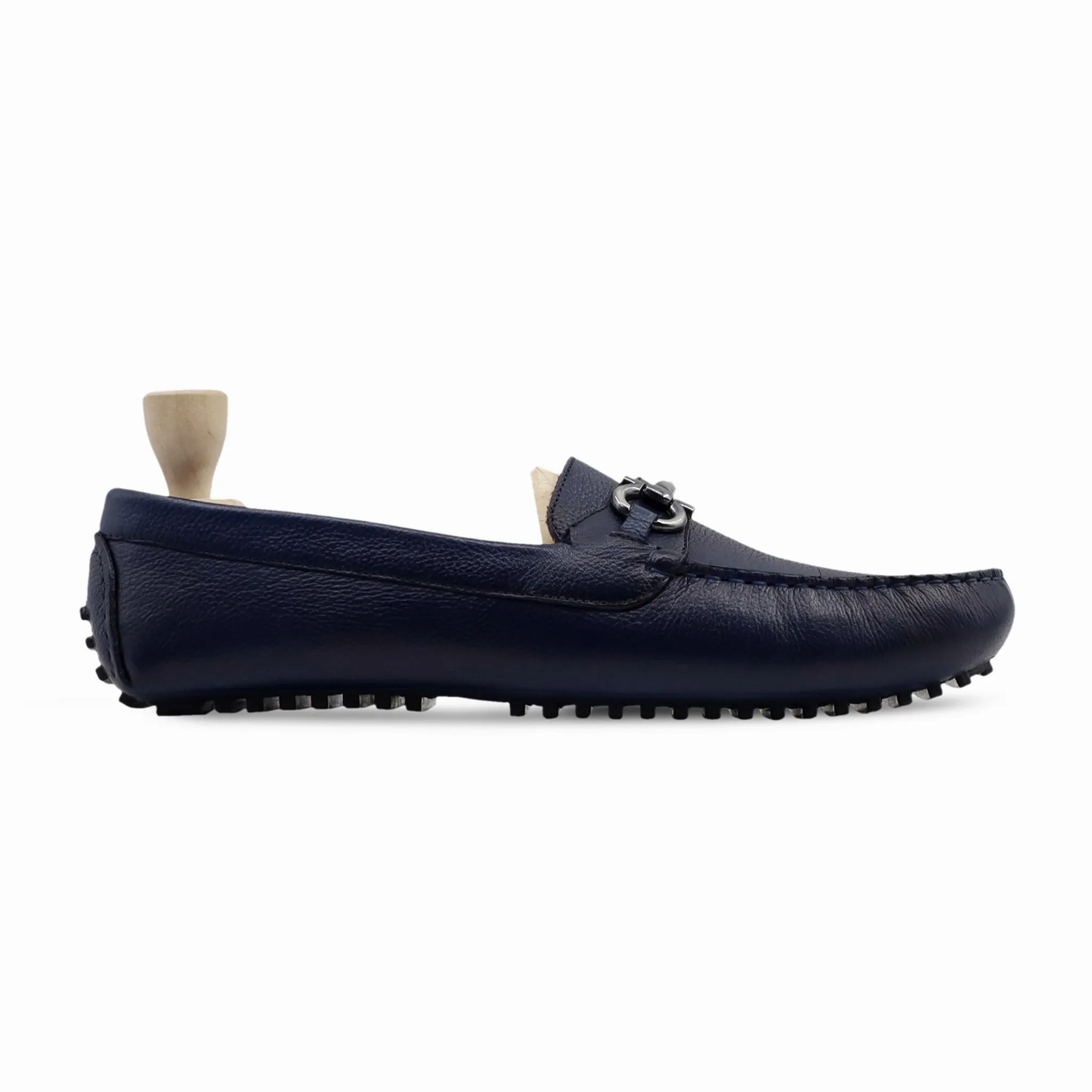 Erbil - Men's Blue Pebble Grain Driver Shoe