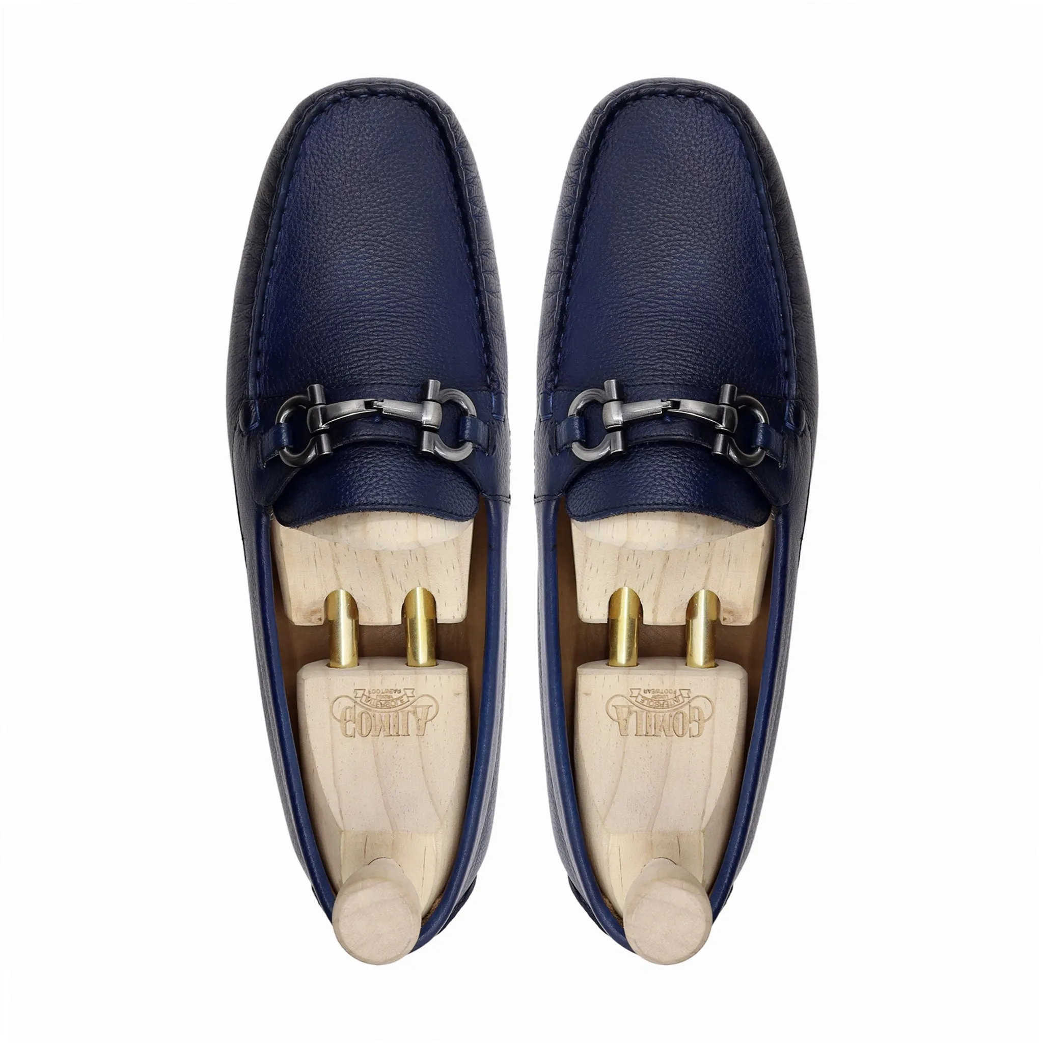 Erbil - Men's Blue Pebble Grain Driver Shoe