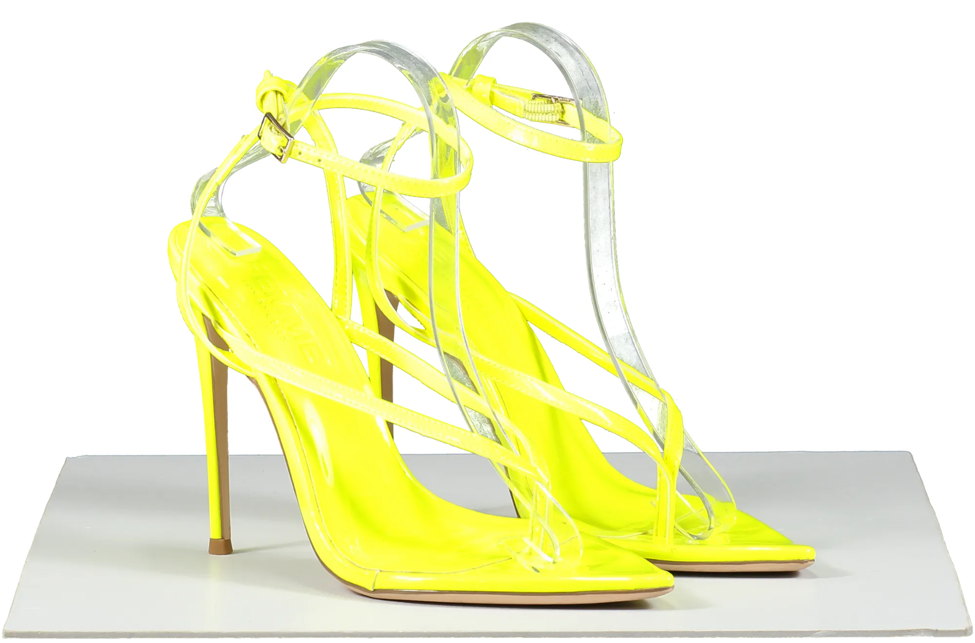 FEMME LOS ANGELES Neon Yellow Effie Sandal - Highlighter UK 6 EU 39 👠