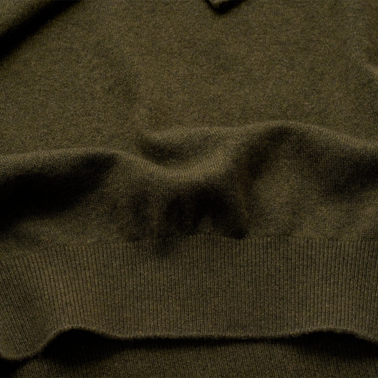 Fine Gauge 100% Cashmere Roll Neck in Camouflage Green