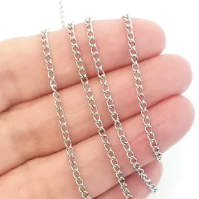 Fine Twist Chain, Stainless Steel, 3x2x0.6mm, 50 Meters Spooled, #1919 T