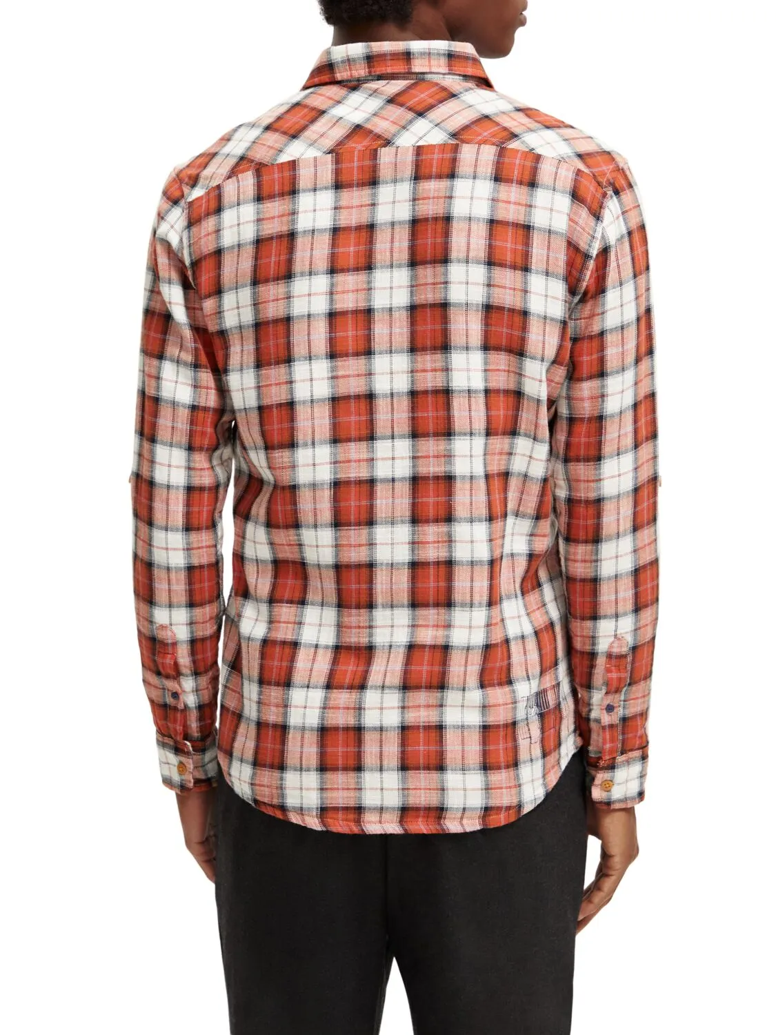 Flannel Check Shirt with Sleeve Roll | Blue Red Check