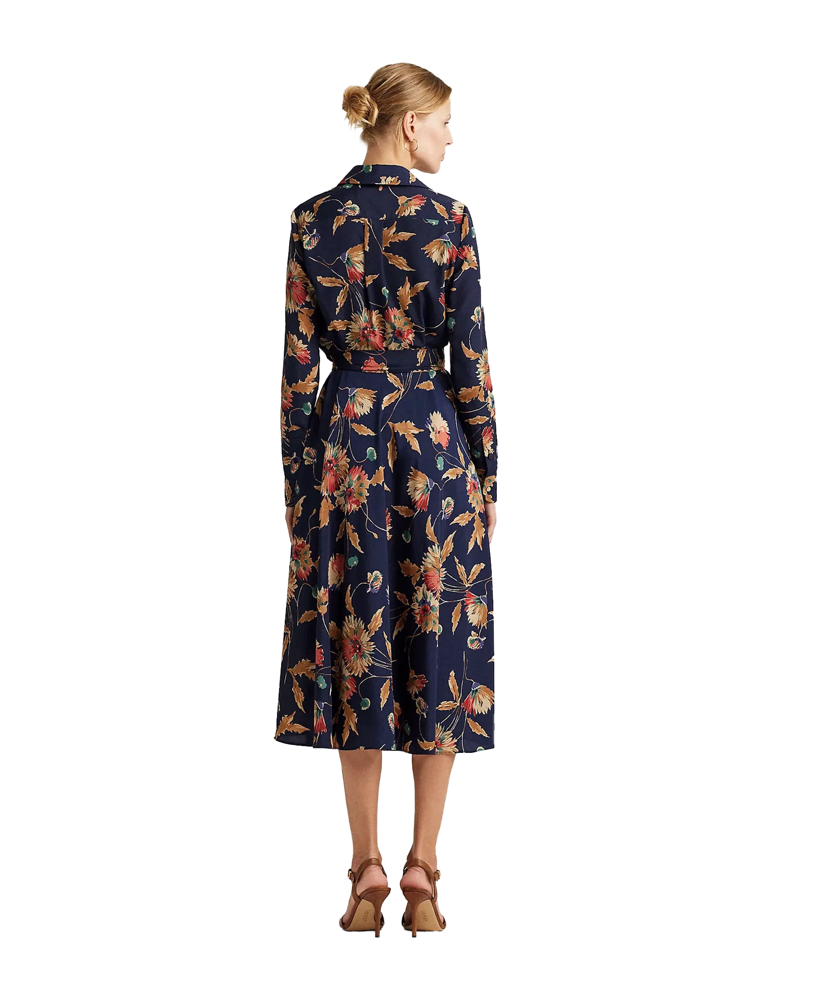 Floral Surplice Crepe Midi Dress - Multi