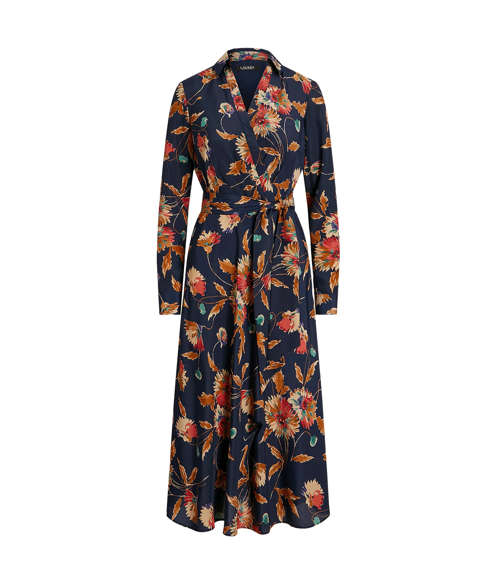 Floral Surplice Crepe Midi Dress - Multi