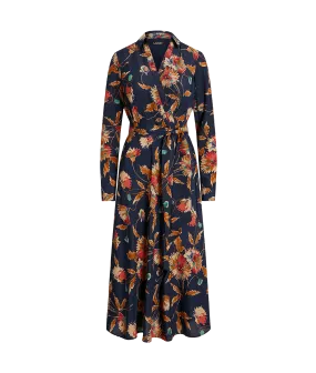 Floral Surplice Crepe Midi Dress - Multi