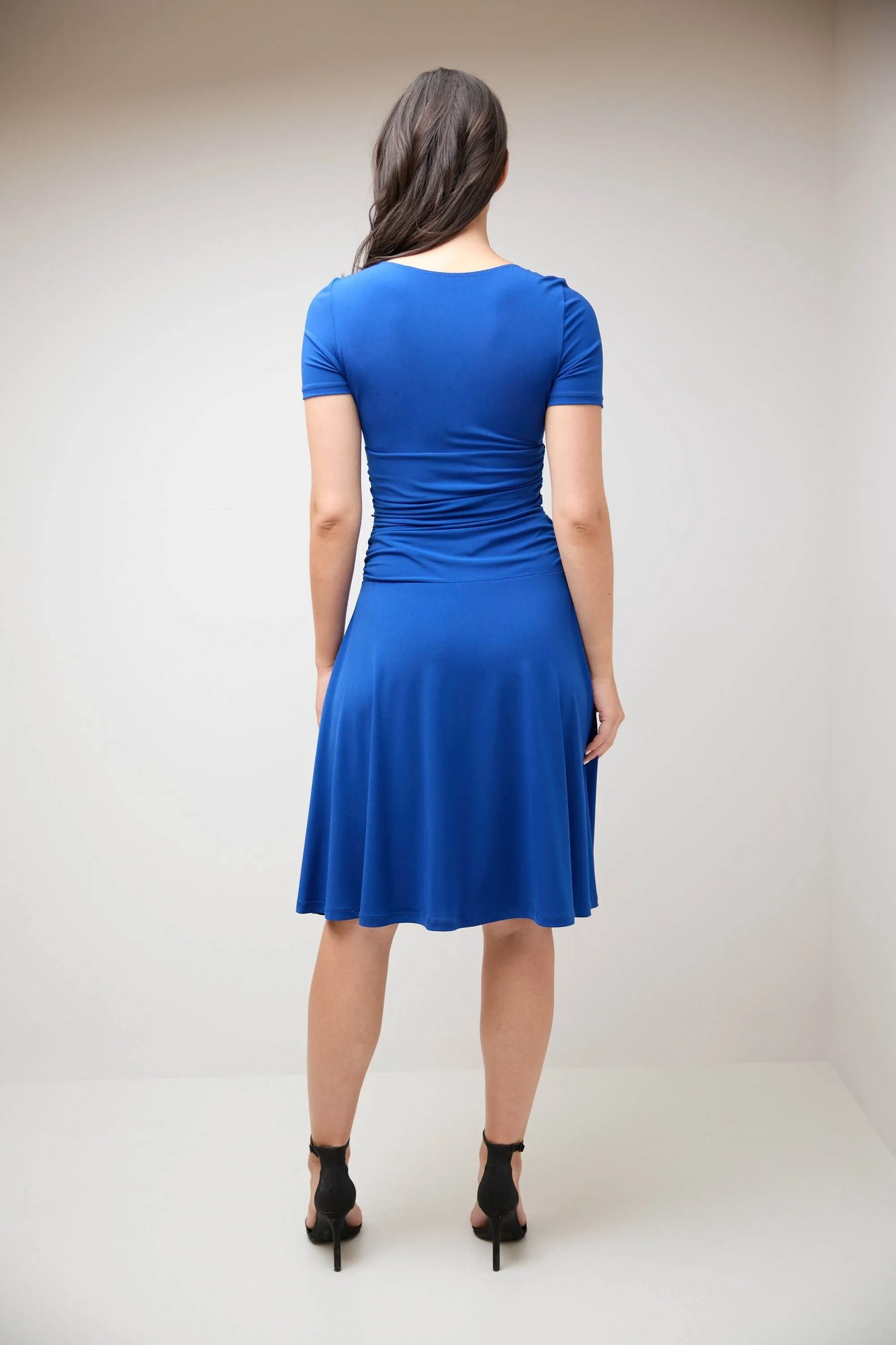 Form-fitting Short Sleeve Dress with Ruching