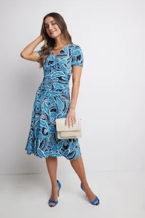 Form-fitting Short Sleeve Dress with Ruching