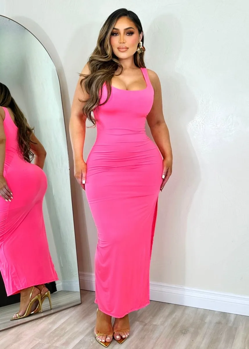 Free Spirit Maxi Dress Neon  Pink