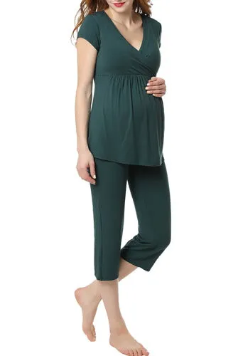 Glow & Grow Women's Ultra Soft Maternity & Nursing Pajamas Sleepwear Set