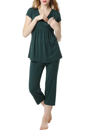 Glow & Grow Women's Ultra Soft Maternity & Nursing Pajamas Sleepwear Set