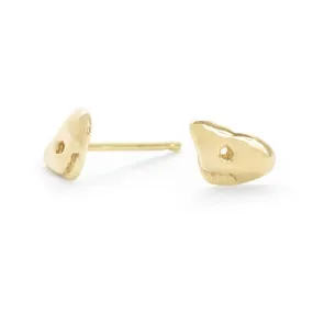 Gold Ledge Lucky Stone Stud Earrings