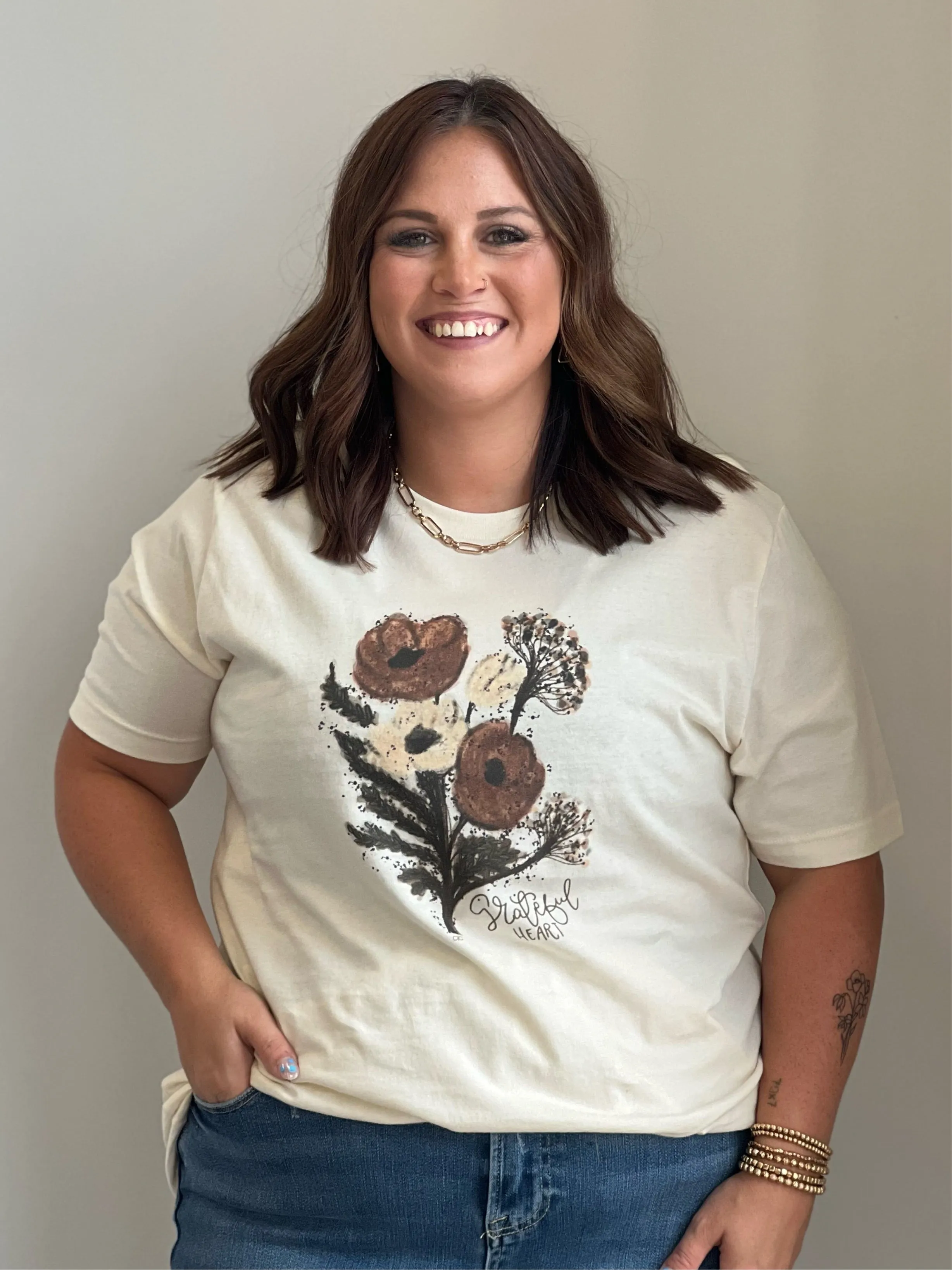 Grateful Heart Fall Floral Graphic Tee