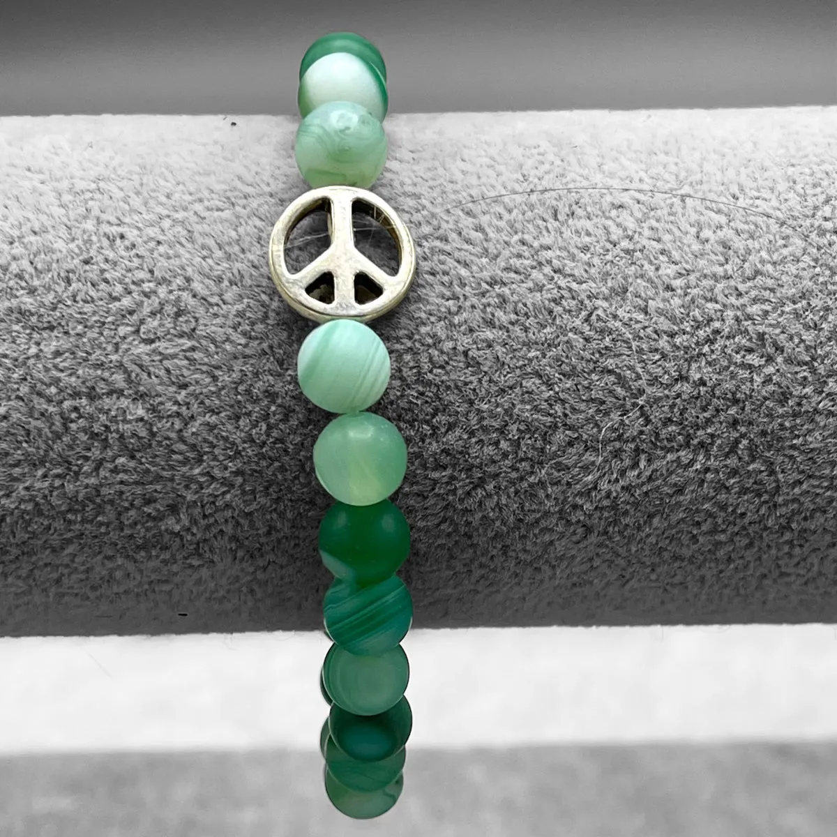 Green Banded Agate and Peace Bracelet