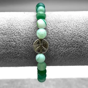 Green Banded Agate and Peace Bracelet