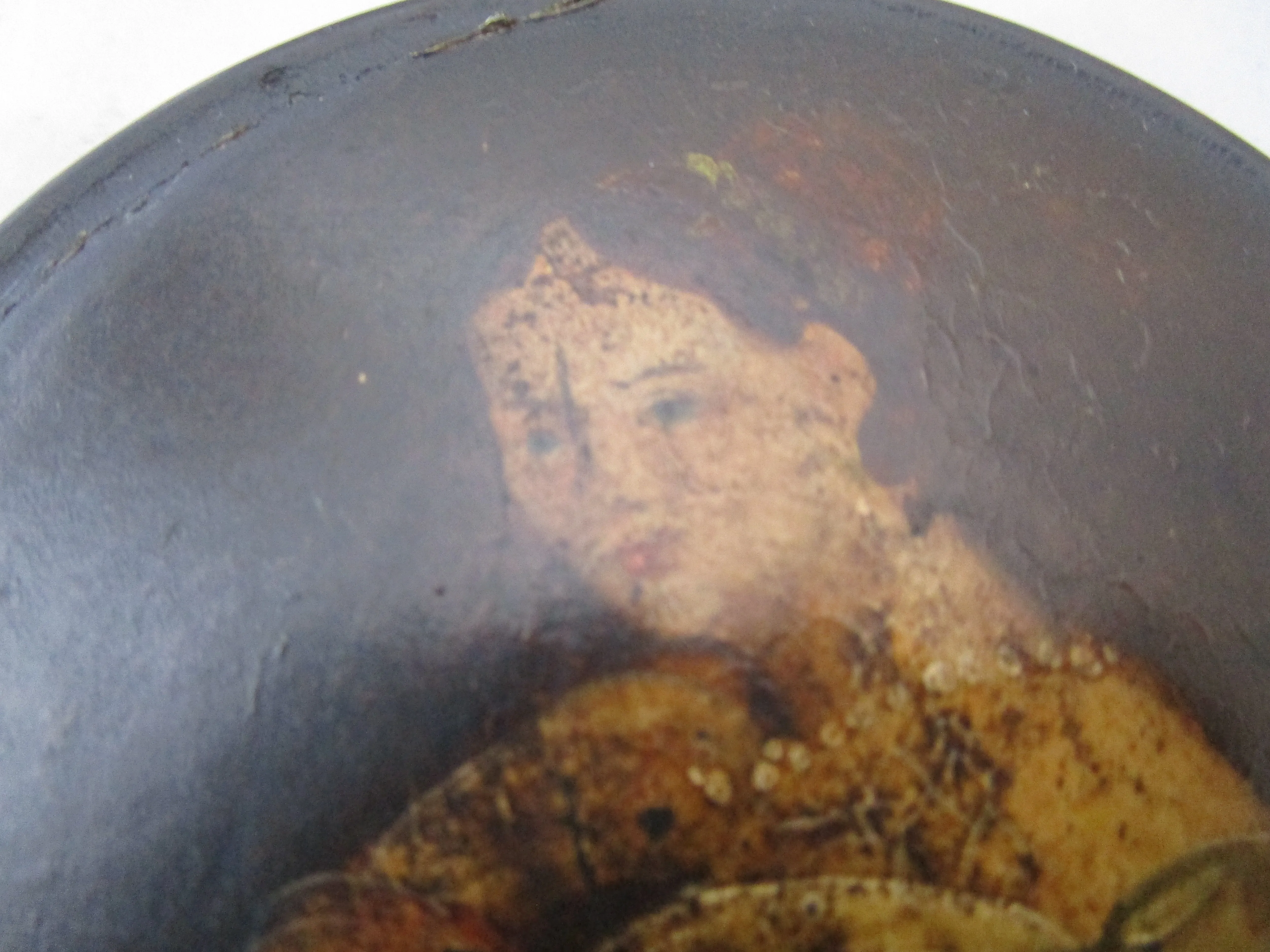 Hand Painted Papier Mache Snuff Box Antique Georgian c1830