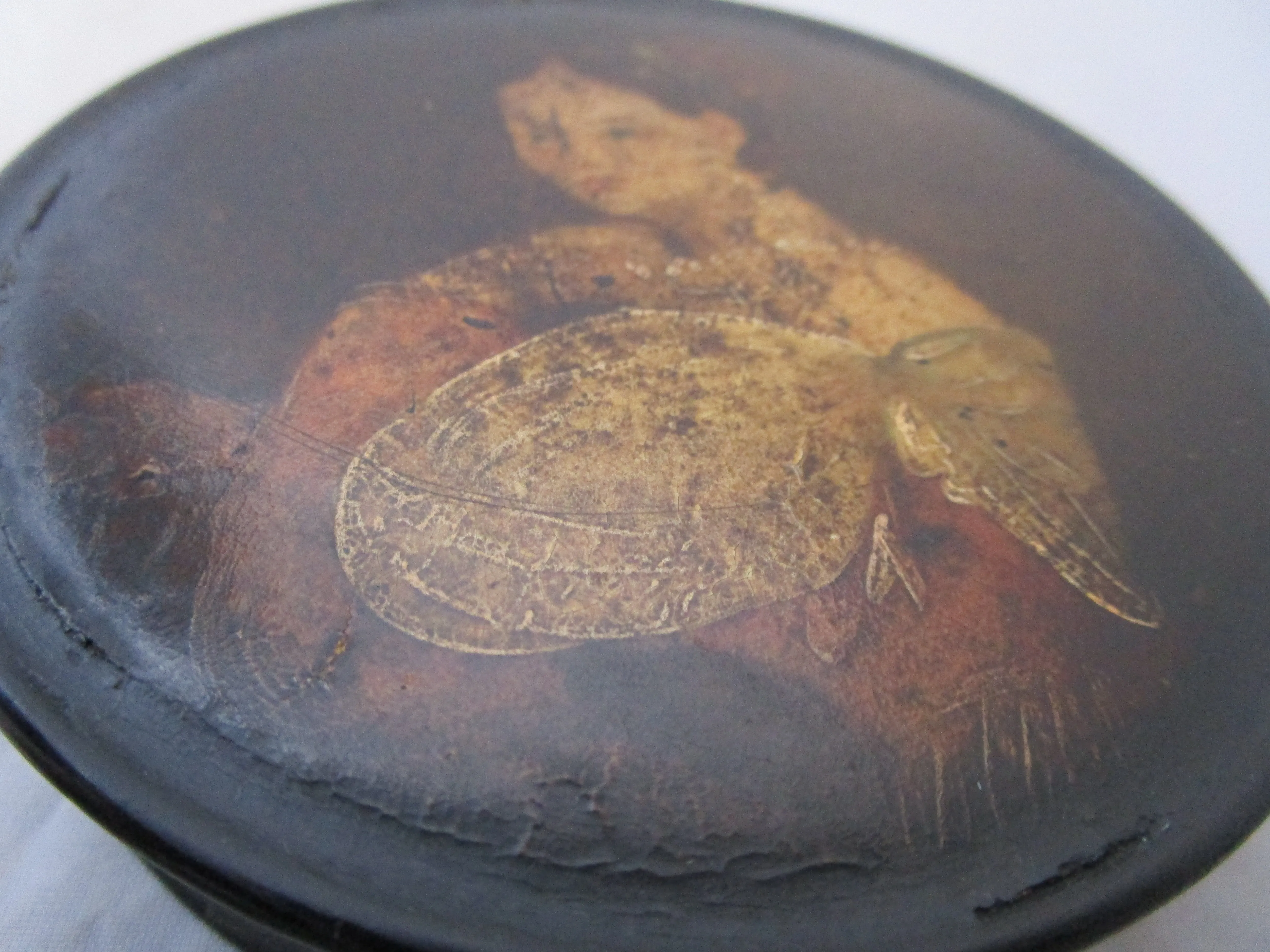 Hand Painted Papier Mache Snuff Box Antique Georgian c1830