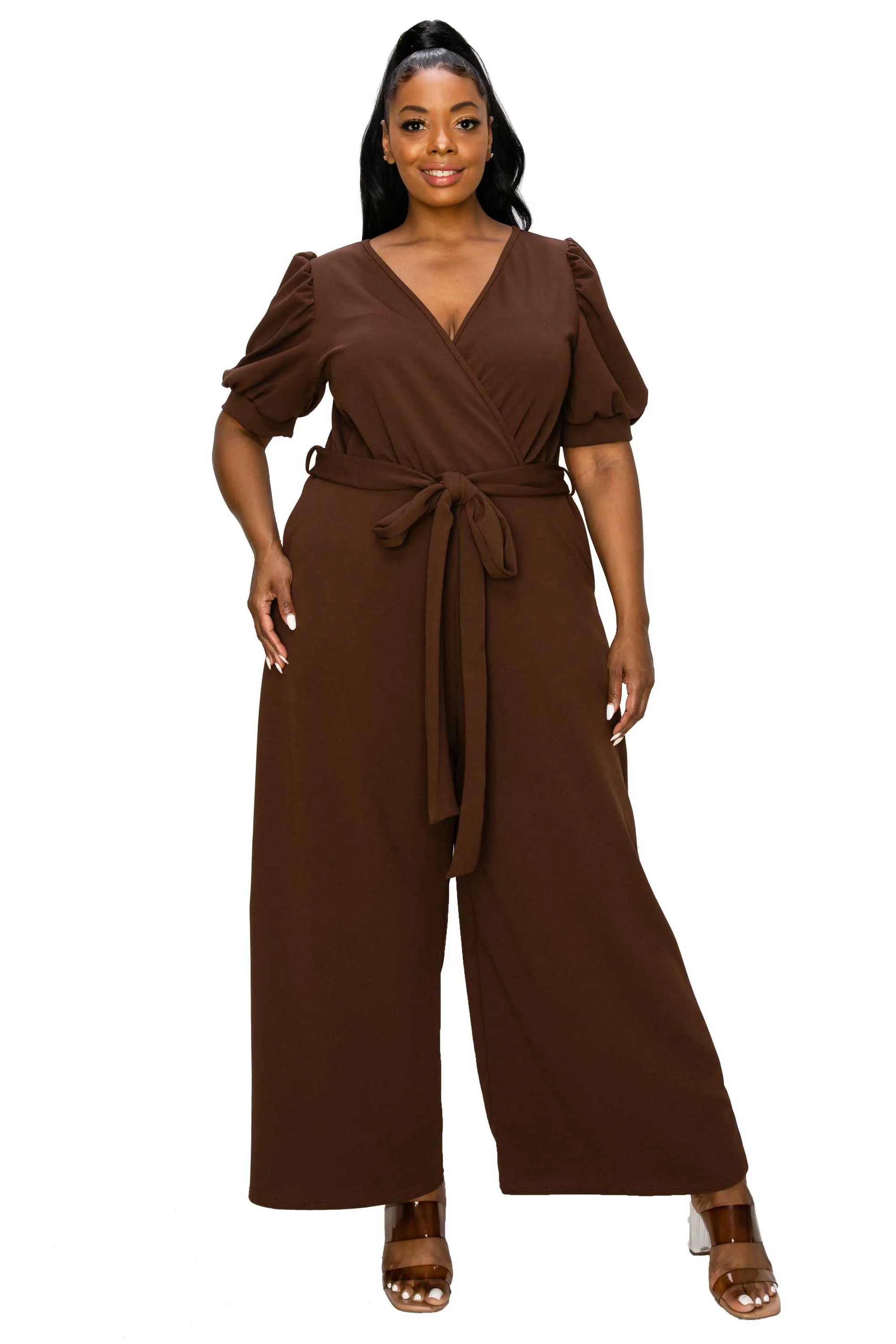 Iris Surplice Belted Pocket Jumpsuit