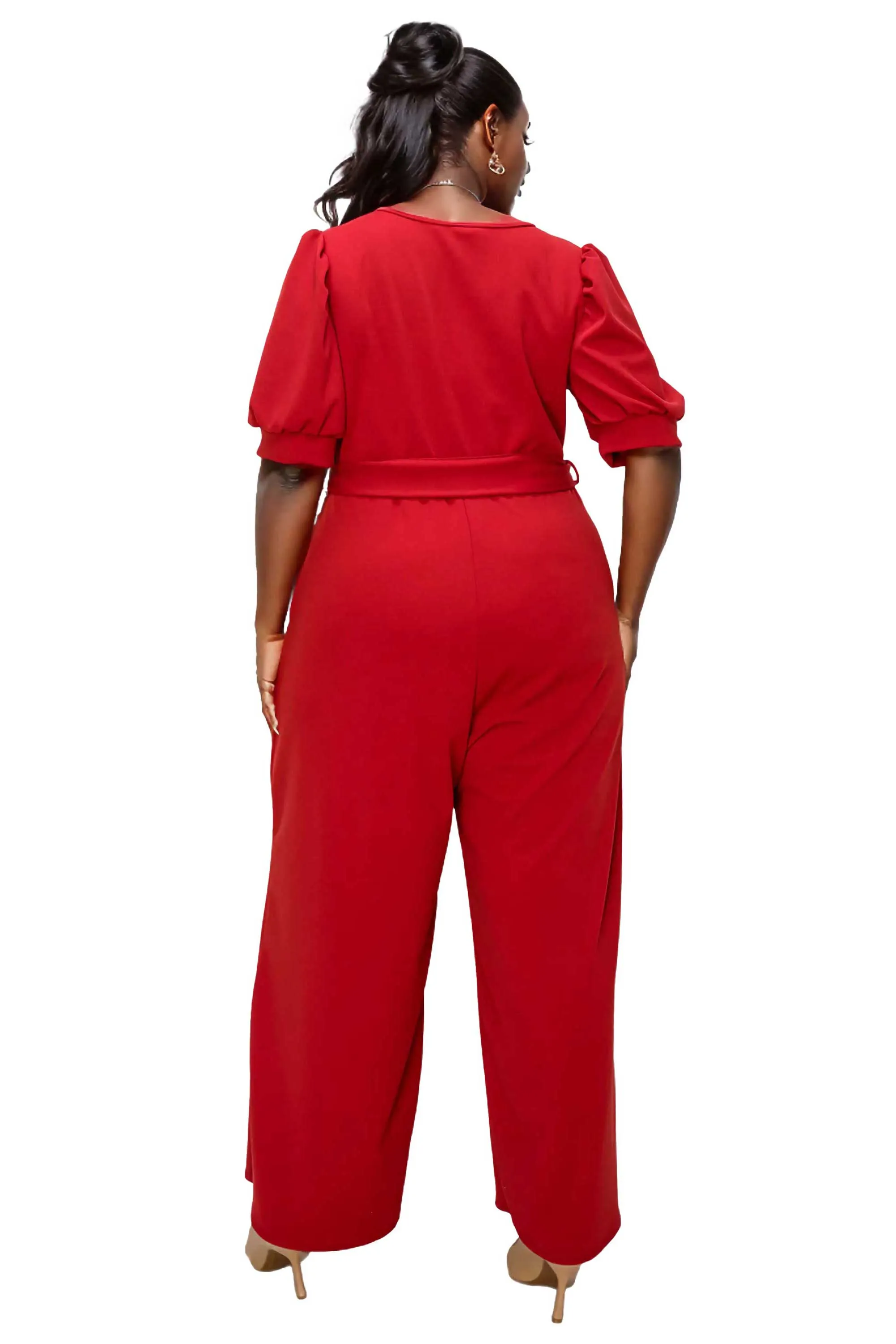 Iris Surplice Belted Pocket Jumpsuit