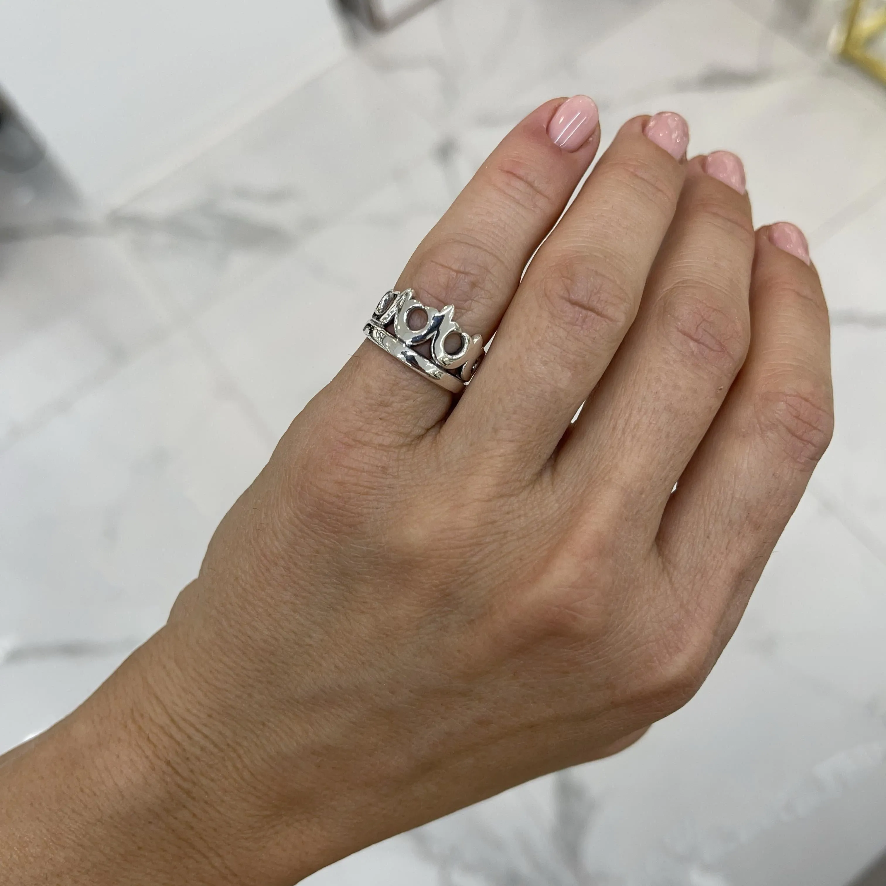 James Avery 925 Sterling Silver Crown Cocktail Ring