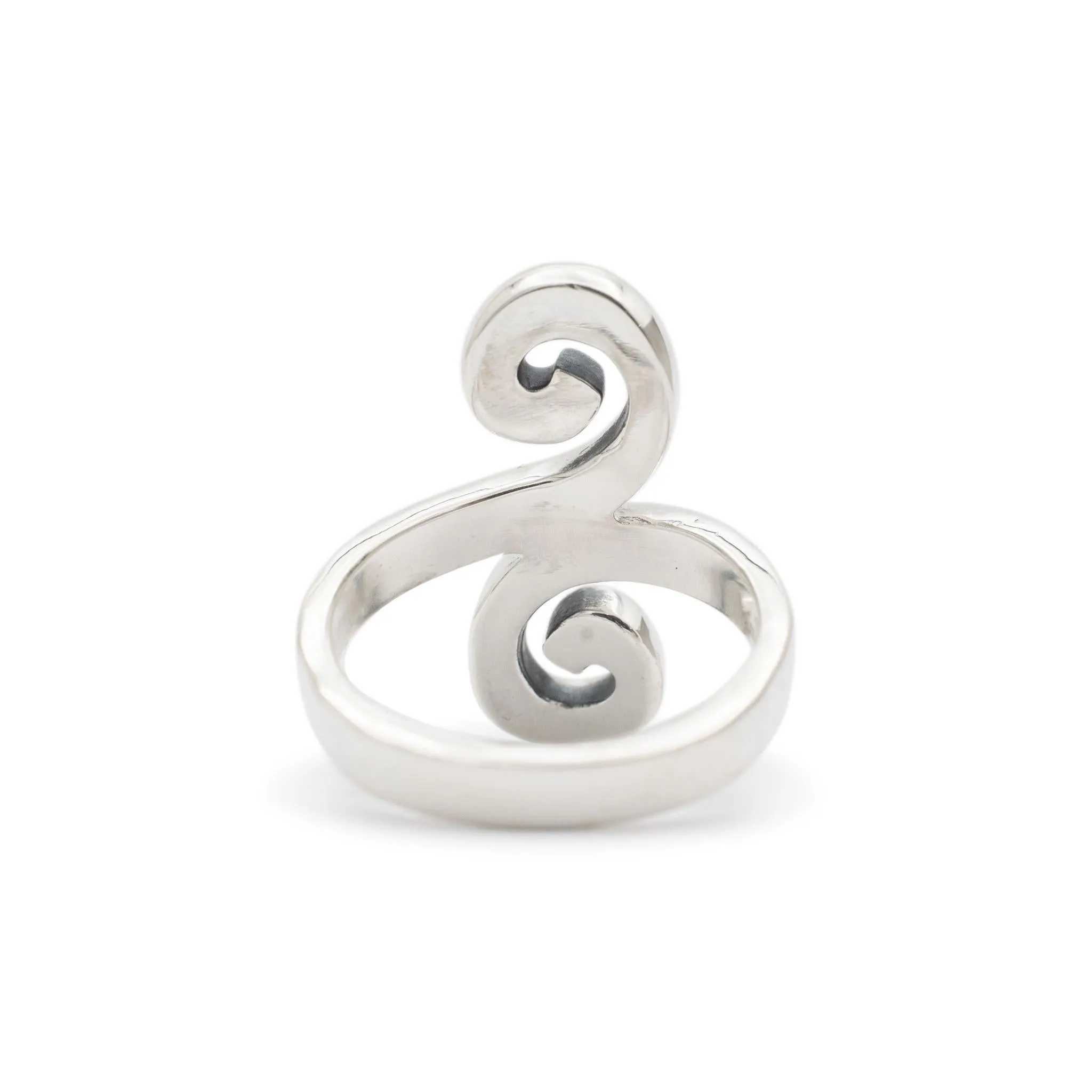 James Avery 925 Sterling Silver Hammered Long Swirl Cocktail Ring