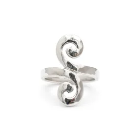 James Avery 925 Sterling Silver Hammered Long Swirl Cocktail Ring