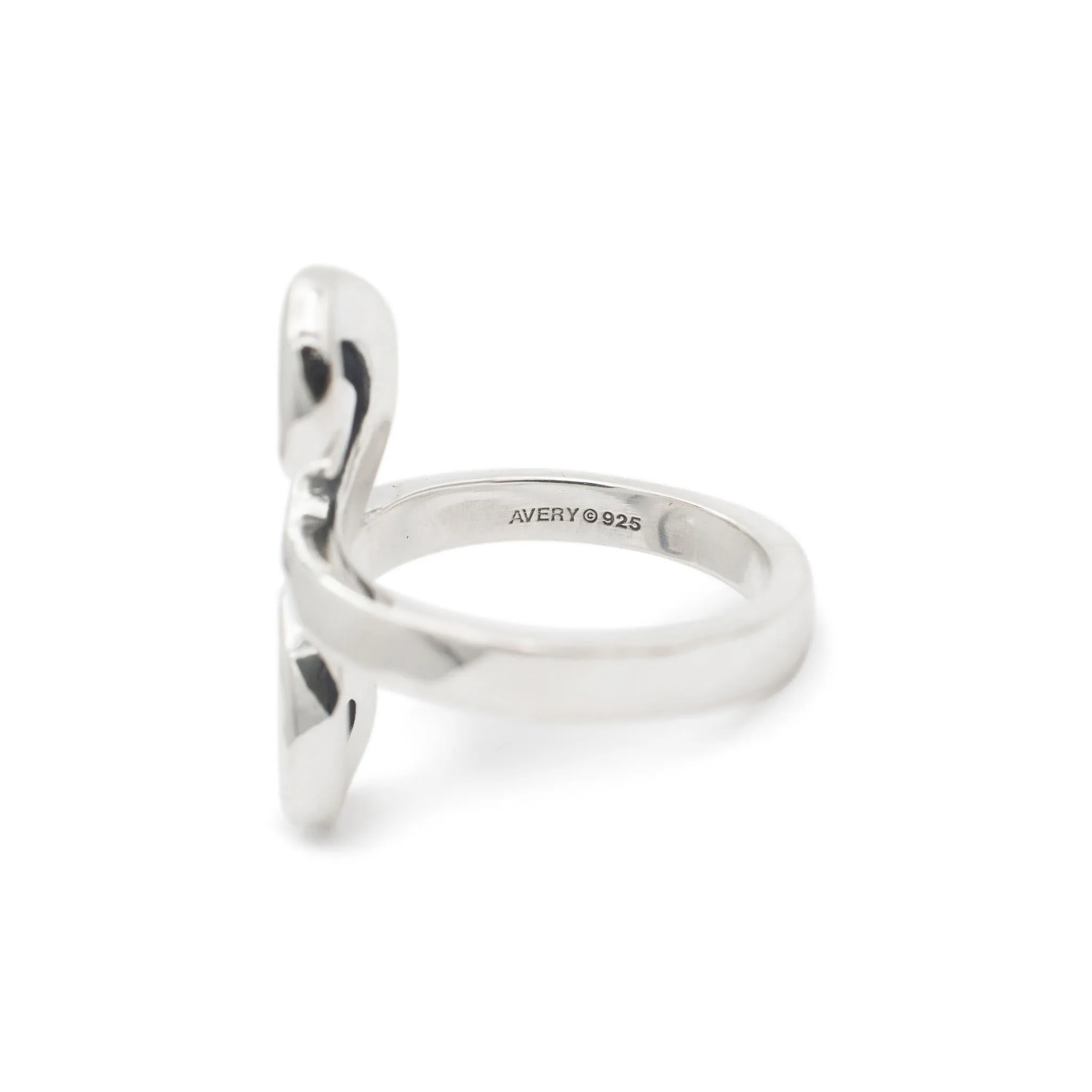 James Avery 925 Sterling Silver Hammered Long Swirl Cocktail Ring