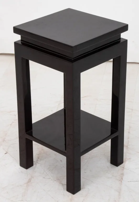 James Mont Style Black Lacquered Wood End Table