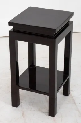 James Mont Style Black Lacquered Wood End Table