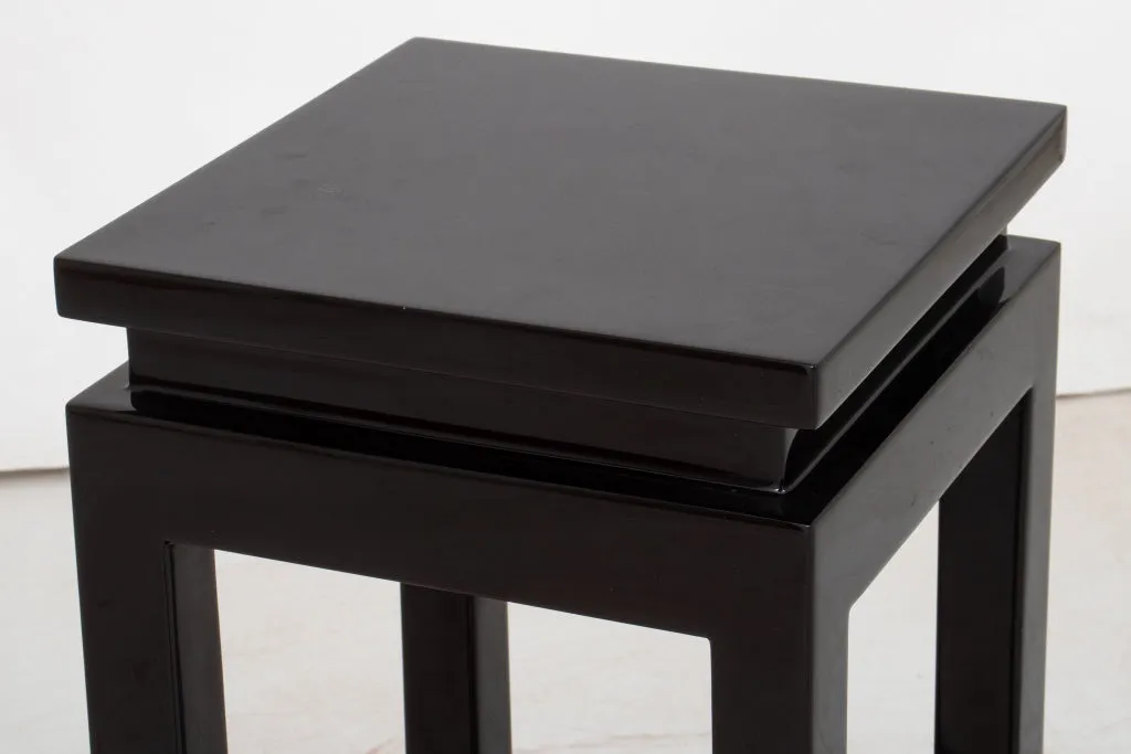 James Mont Style Black Lacquered Wood End Table