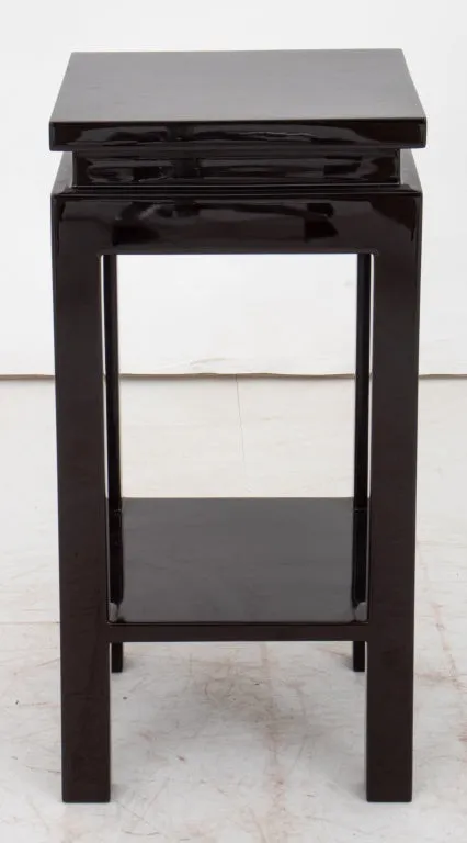 James Mont Style Black Lacquered Wood End Table