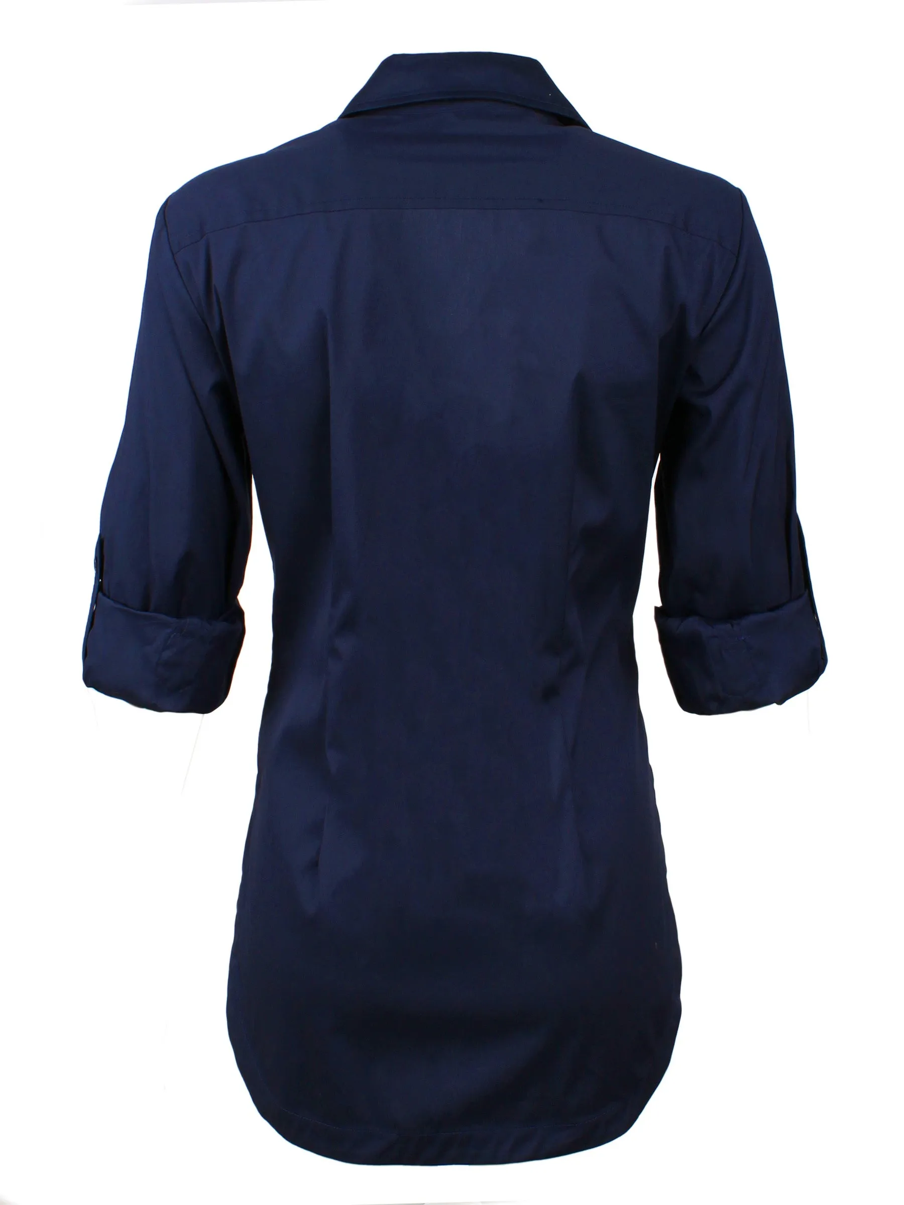 Joey Shirt Navy Blue Silky Poplin