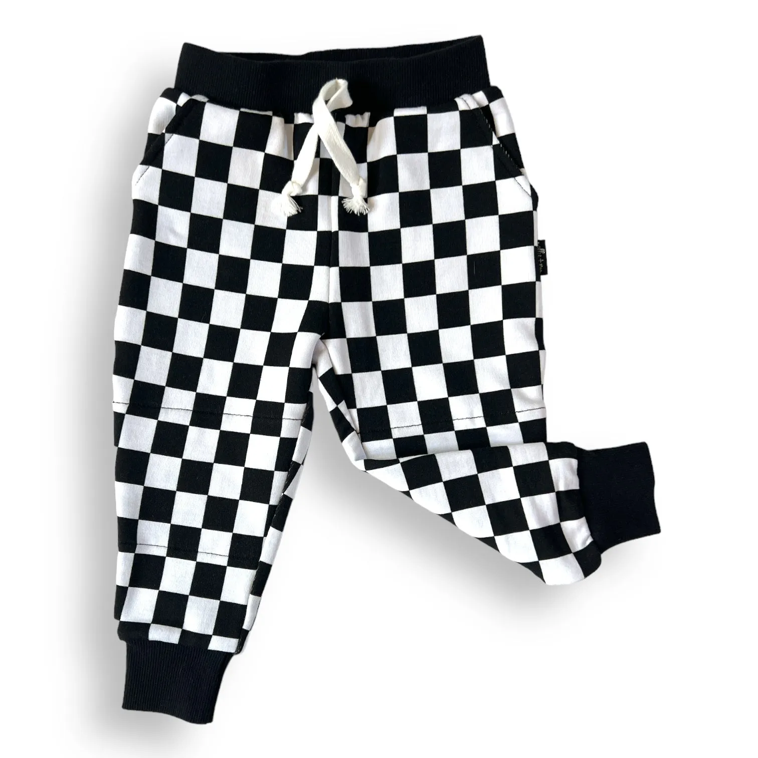 JOGGERS- B W Check Bamboo French Terry